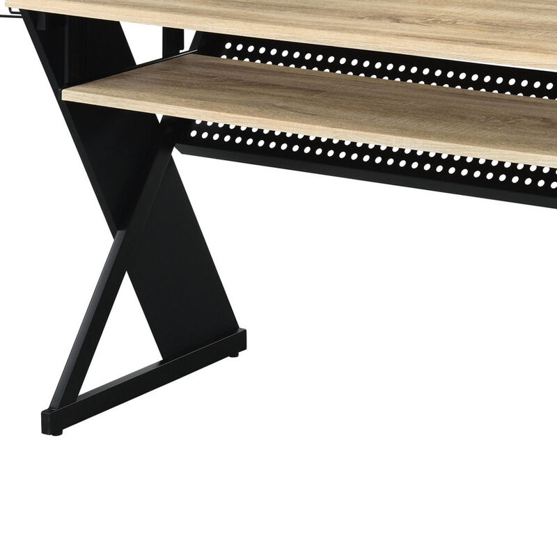 HomeRoots 47" Natural and Black Music Desk image number 2