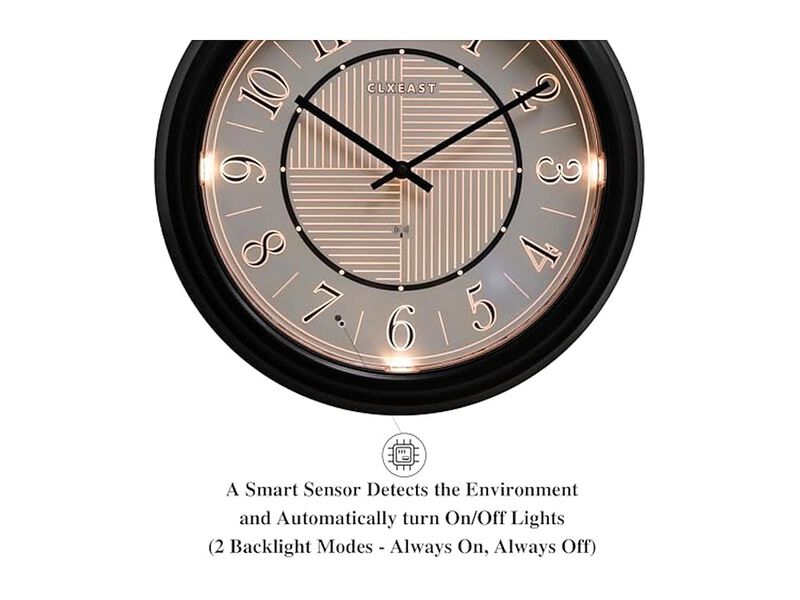 Glow In The Dark LED Illuminated Atomic Wall Clock 14 Inch Outdoor Black image number 3
