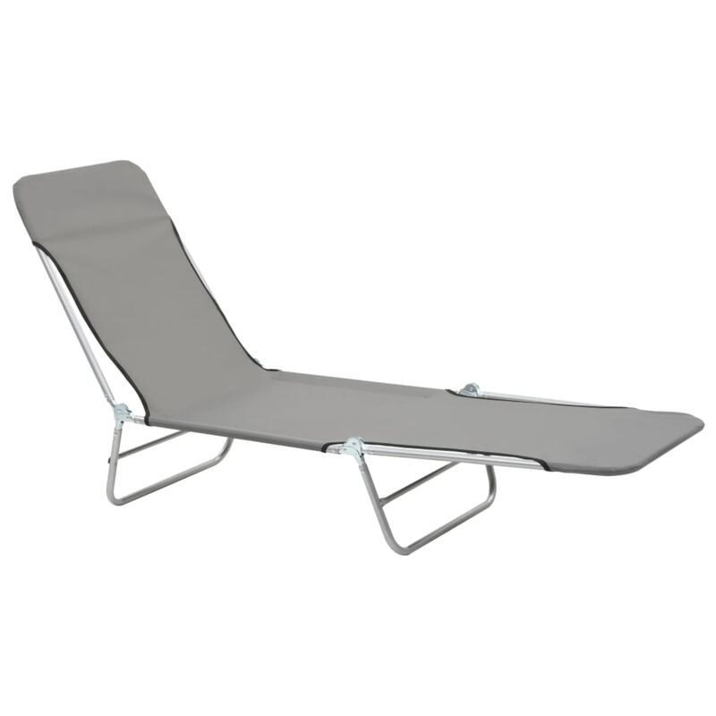 vidaXL Folding Sun Loungers 2 pcs Steel and Fabric Gray