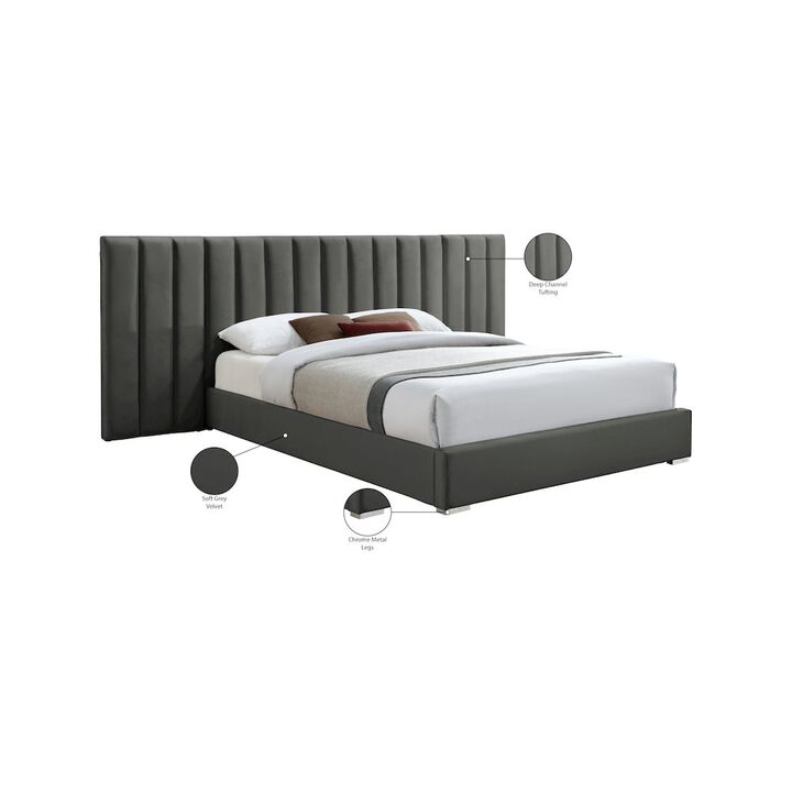 Meridian Furniture Pablo Grey Velvet King Bed