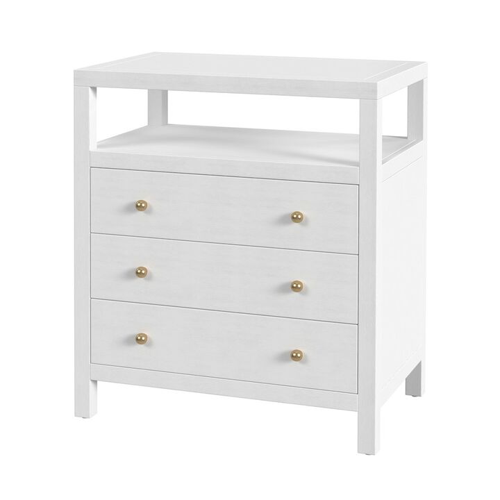 Butler Specialty Nora 27 in. W Wood 3 Drawer Tall Nightstand with Shelf, Textured White