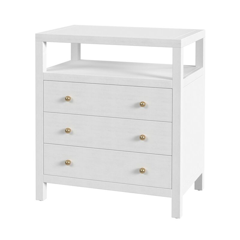 Butler Specialty Nora 27 in. W Wood 3 Drawer Tall Nightstand with Shelf, Textured White image number 0