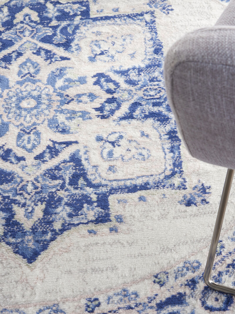 Whimsicle WHS03 Ivory/Blue 5' x Round Rug