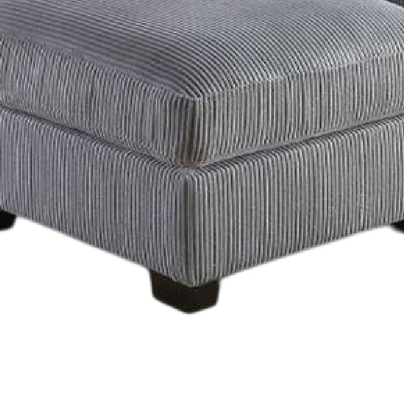 Rey 4pc L Sectional Sofa Set, 2 Accent Pillows, Gray Corduroy Fabric - Benzara