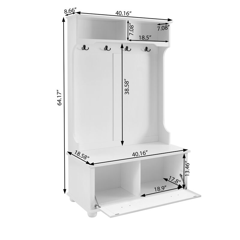 Mondawe Classic Cosatal Style Lobby Entrance Open Style Clothing Rack With Bench And Shoe Cabinet