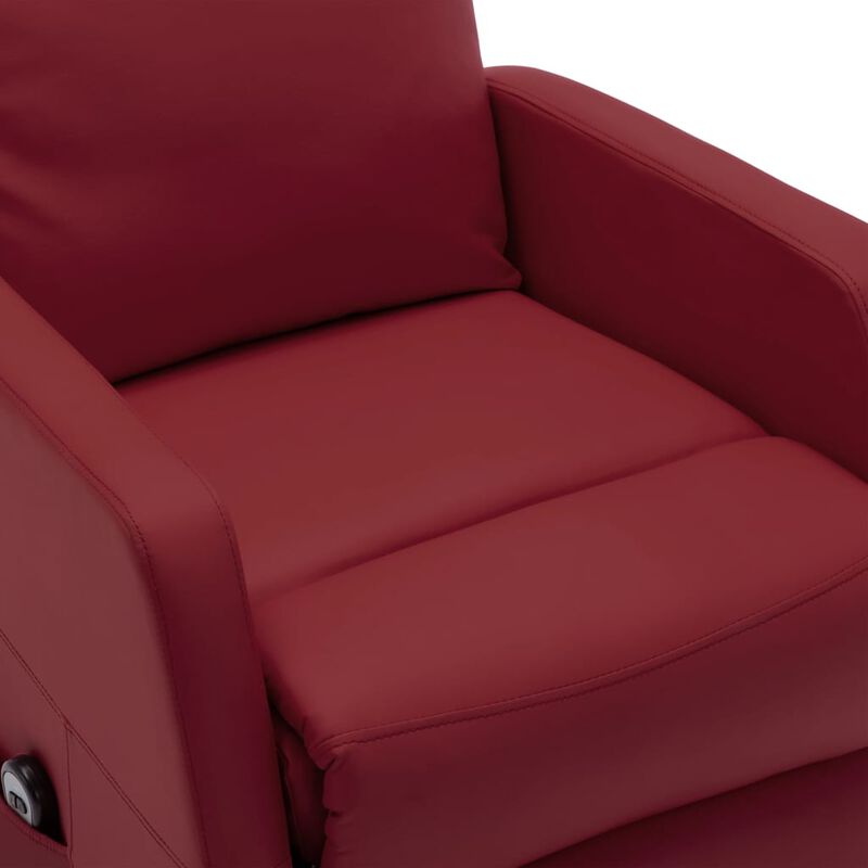 Power Lift Massage Recliner Wine Red Faux Leather