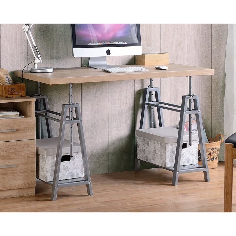OS Home and Office Furniture Adjustable Height Writing Desk with Sturdy Metal Base image number 1