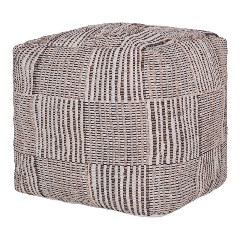 Cotton Cube Geometric Pouf Ottoman for Living Room or Bedroom Seating