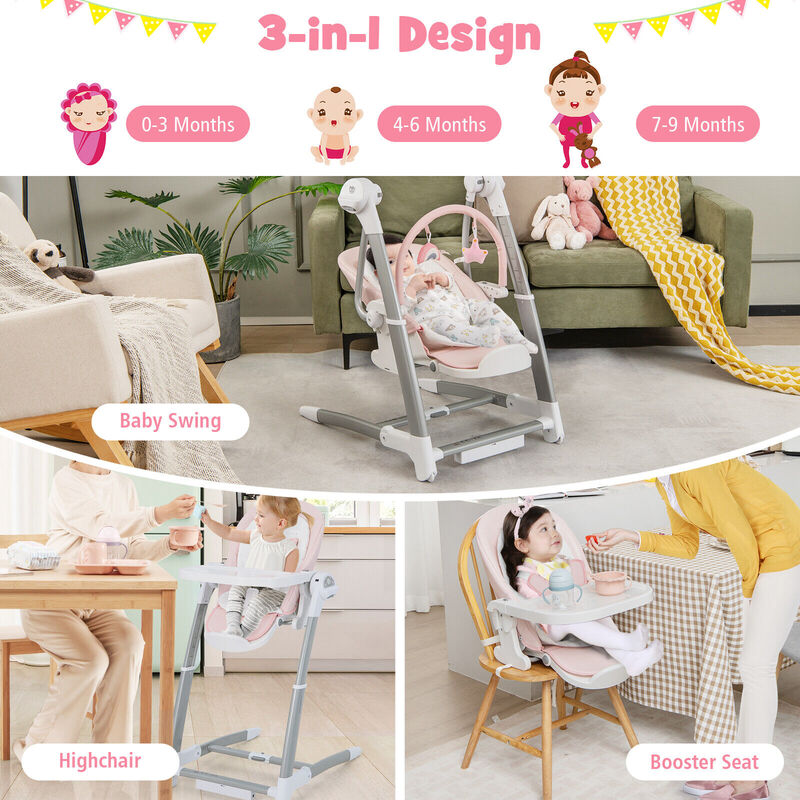 Baby Folding High Chair with 8 Adjustable Heights and 5 Recline Backrest image number 1