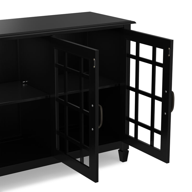 Connaught SOLID WOOD 60 inch Wide Traditional Wide Storage Cabinet Buffet in Black image number 8