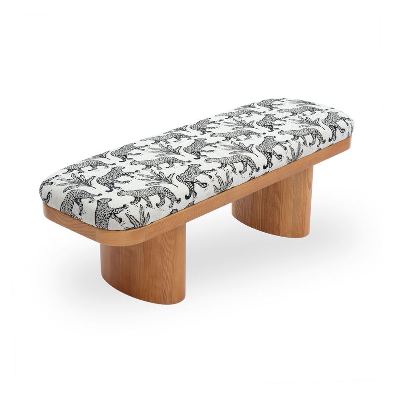 Ollie 48" Neutral Floral Jacquard Bench image number 2