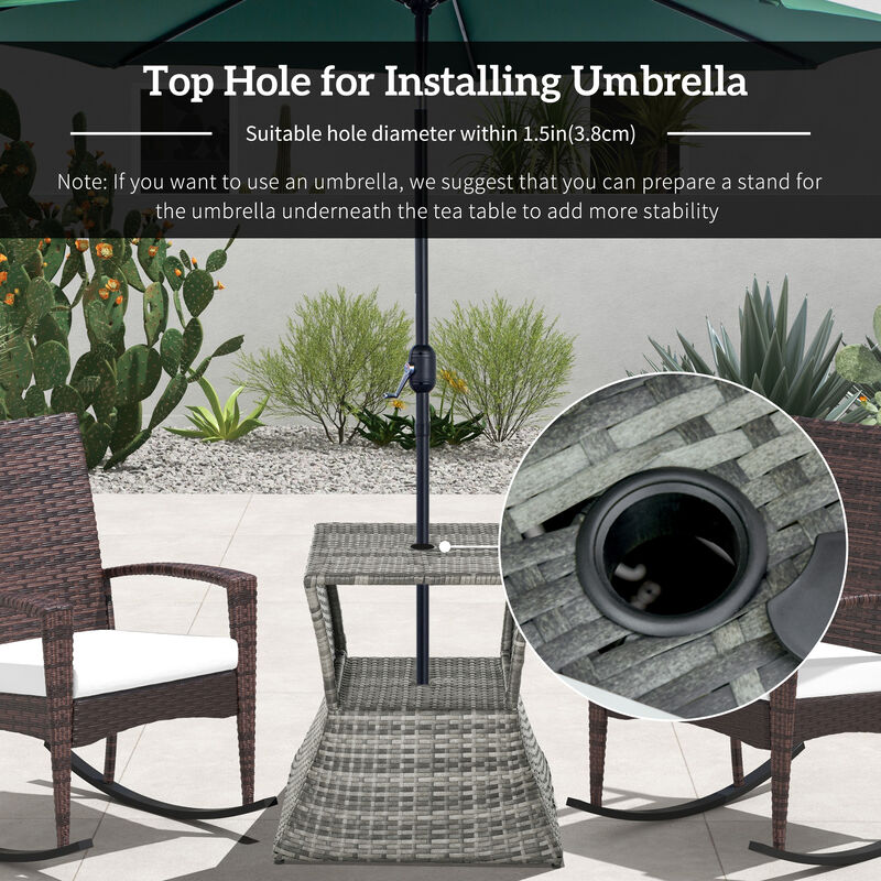 Patio Modren Grey Side Table, Space-Saving For Outdoor Seating image number 4