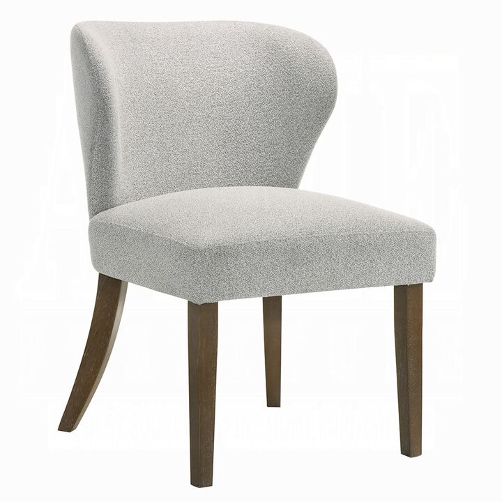 Dea Dining Side Chair Set of 2, Wingback Gray Chenille, Walnut Brown