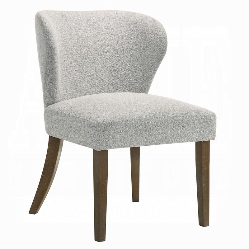 Dea Dining Side Chair Set of 2, Wingback Gray Chenille, Walnut Brown image number 0