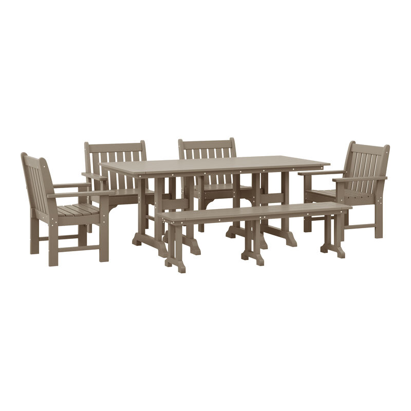 WestinTrends 6-Piece HDPE Outdoor Rectangle Dining Patio Table and Chairs Set