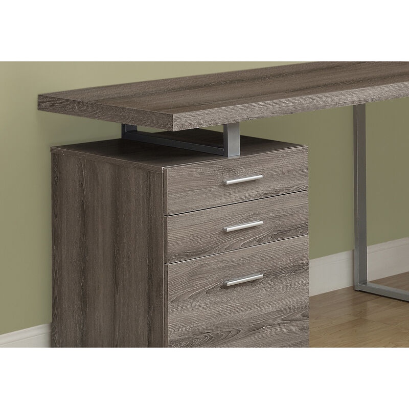 Monarch Specialties I 7326 Computer Desk, Home Office, Laptop, Left, Right Set-up, Storage Drawers, 48"L, Work, Metal, Laminate, Brown, Grey, Contemporary, Modern