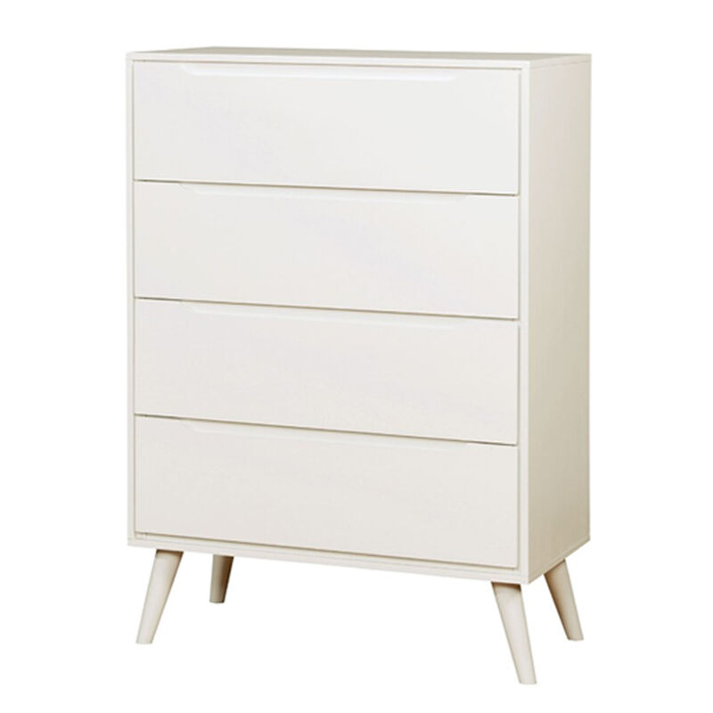 Bekor 3 Pc Full Size Bedroom Set, Mid-Century Modern Style, White Finish