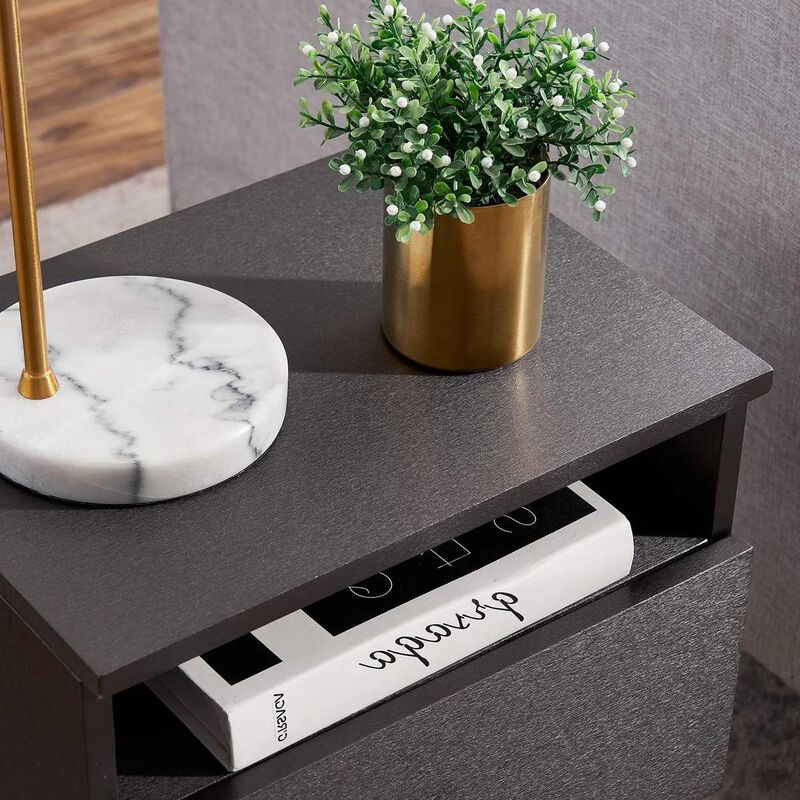 Set of 2 Modern End Tables with Storage – Mid-Century Wooden Design