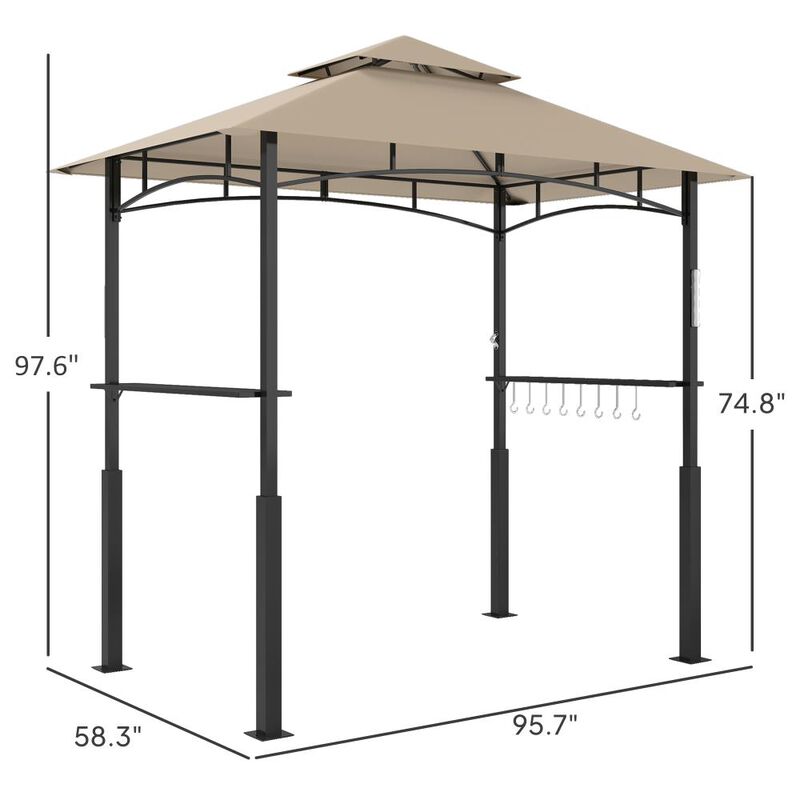 Hivvago 8x5 BBQ Gazebo Shelter with Shelves and Tool Hooks image number 2