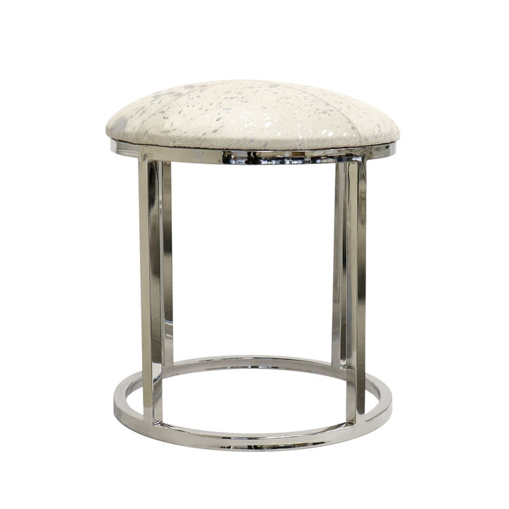 Pasargad Home Safari Steel & Cowhide Stool