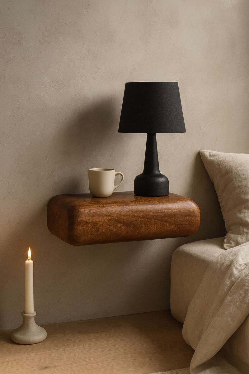 Artisan Furniture Solid Wood Solis Wall-Mounted Bedside, 1 Drawer, Brown image number 1