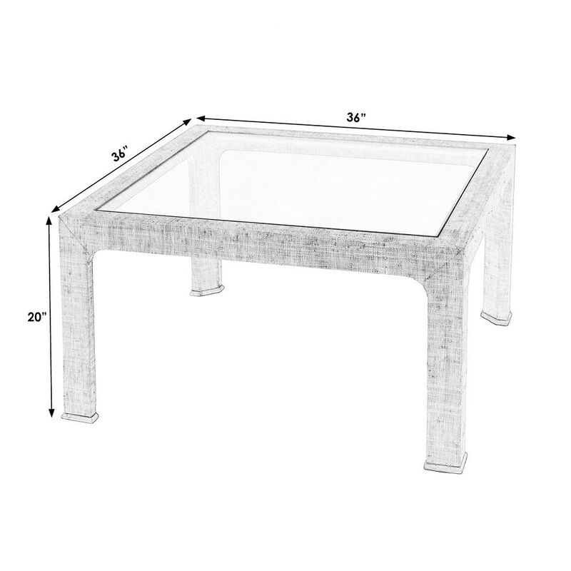 Butler Specialty Chatham Glass and Raffia Square 36 Coffee Table, Charcoal