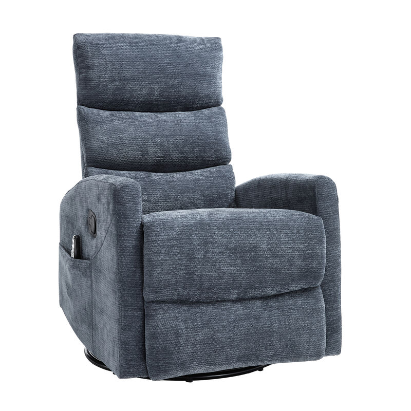 Heat Massage Manual Recliner Chair with Rocker and Swivel in Fabric for Living Room, White