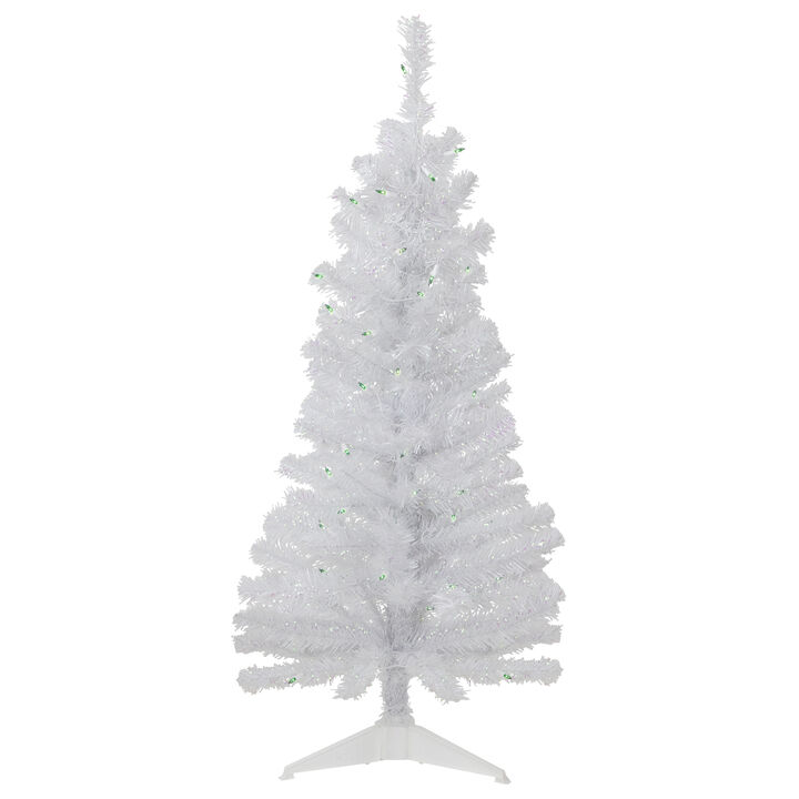 4' Pre-lit Rockport White Pine Artificial Christmas Tree  Green Lights
