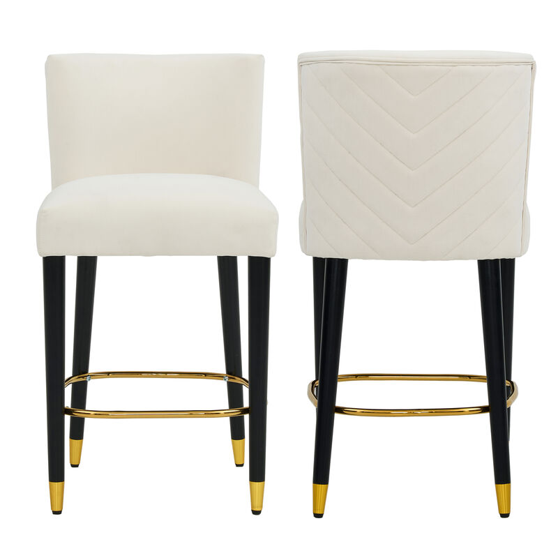 Christopher Knight Home Casper Modern Upholstered Rubberwood Barstool with Gold Circular Footrest (Set of 2)