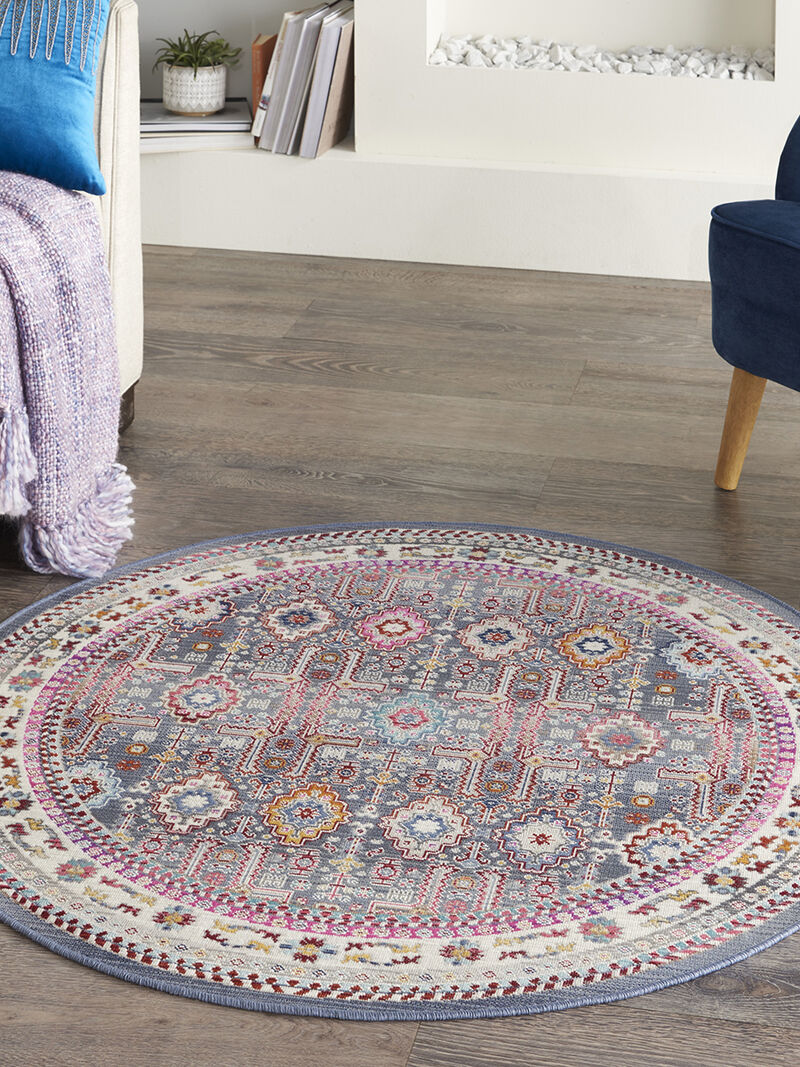 Vintage Kashan VKA05 Gray/Multicolor 4' x Round Rug