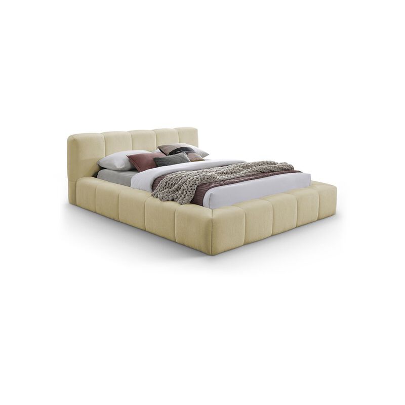 Meridian Furniture Carlin Beige Chenille Fabric Full Bed