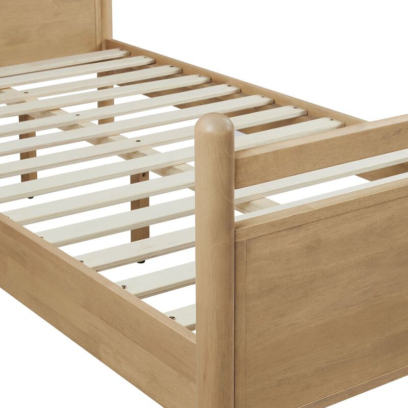 Leni Twin Size Vegan Leather and Wood Platform Bed Frame image number 7