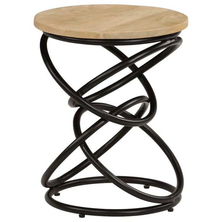 End Table Brown and Black Solid mango wood Medium Durable