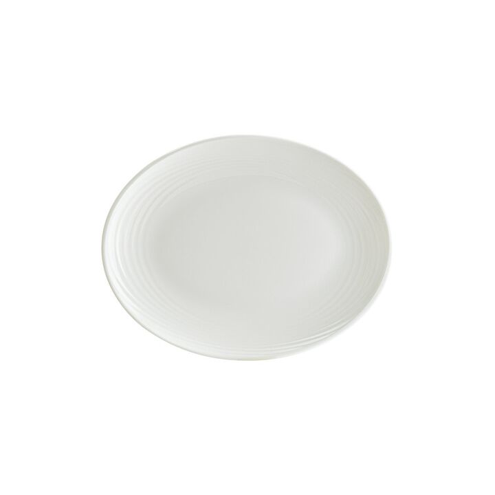 Loop 12.25" x 9.5" x h:1" Oval Warm White Vitrified Platter (Set of 2)