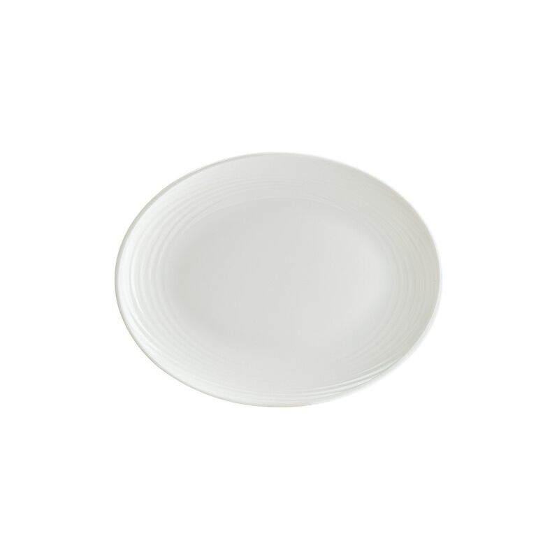 Loop 12.25" x 9.5" x h:1" Oval Warm White Vitrified Platter (Set of 2) image number 1