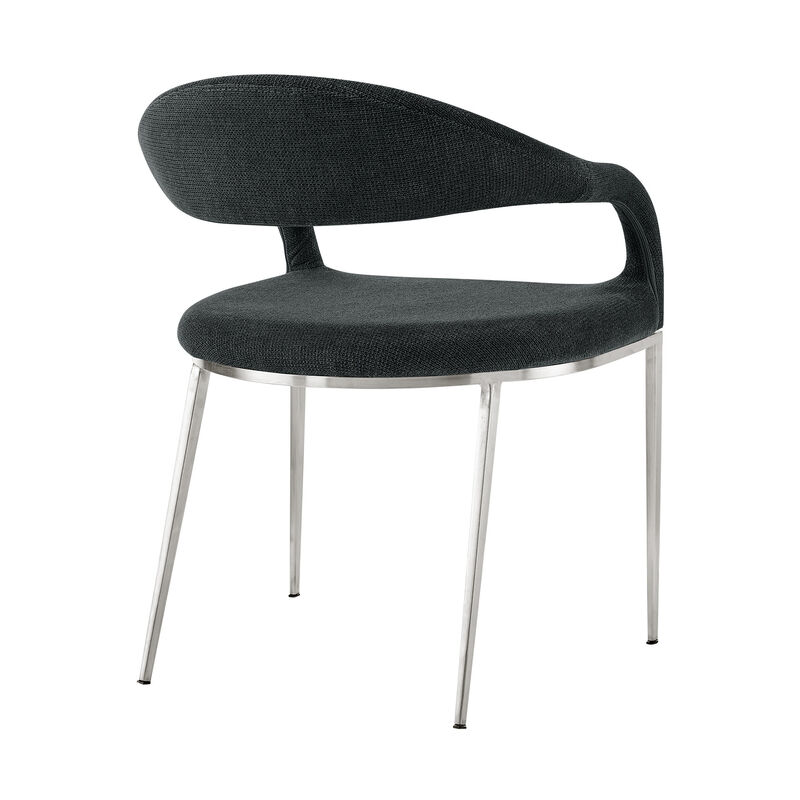 Set of Two Modern Open Back Dining Arm Chairs in Upholstered Polyester