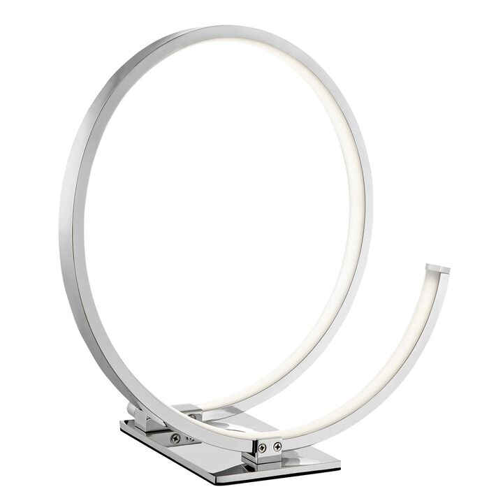 Circular Design Table Lamp Chrome Metal Dimmable Integrated LED