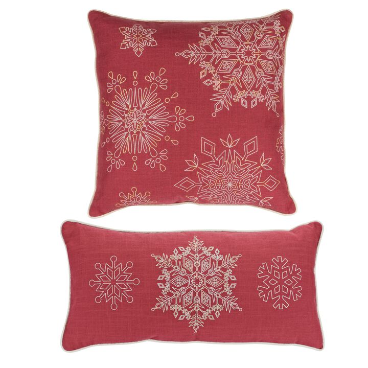 Set of 2 Snowflake Pillows for Seasonal Home Decor