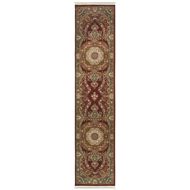 HomeRoots Medallion Runner Rug With Fringe