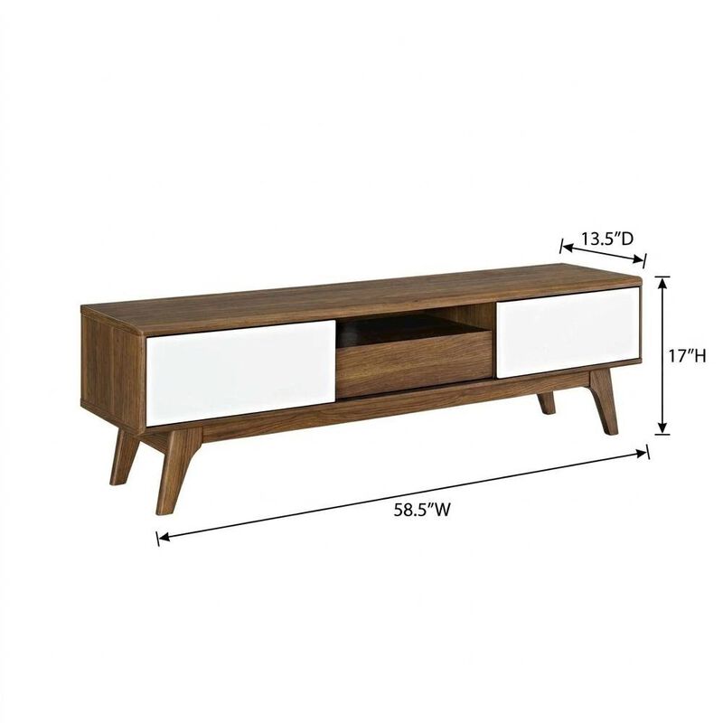 Wooden brown TV stand with 59-inch width and sleek design for modern living image number 2
