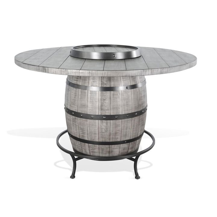 Sunny Designs Round Pub Table with Wine Barrel Base