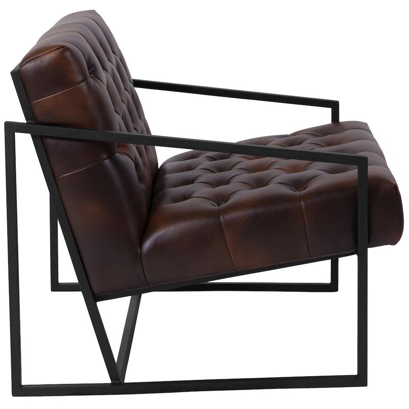 Flash Furniture Madison Bomber Jacket LeatherSoft Tufted Lounge Chair image number 2