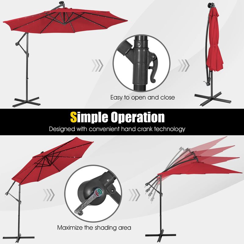 Mondawe 10 Feet Patio Cantilever Umbrella with Tilting System
