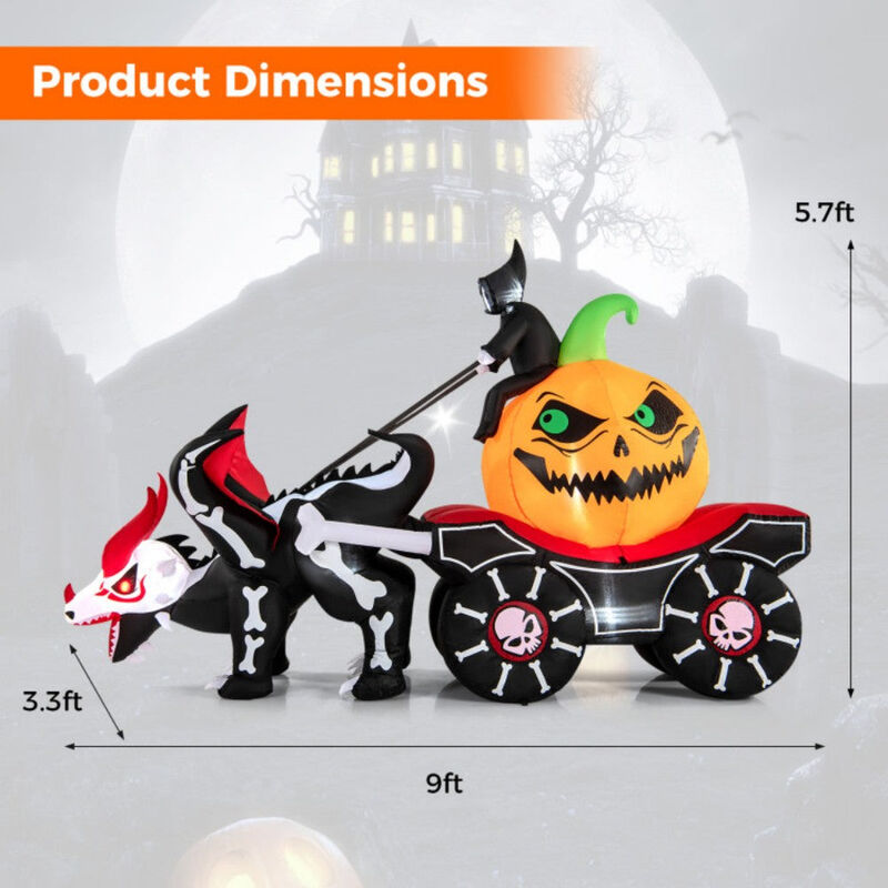 Halloween Inflatable LED Lighted Carriage Ghost Carriage with Skeleton Dragon and Pumpkin image number 2