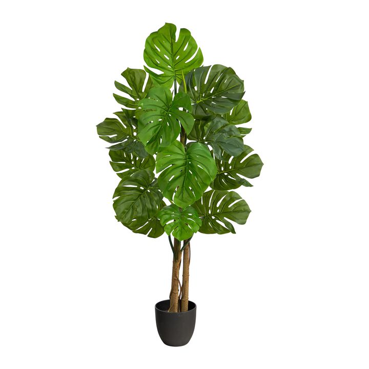 Hivvago 4 Feet Monstera Artificial Tree UV Resistant (Indoor/Outdoor)