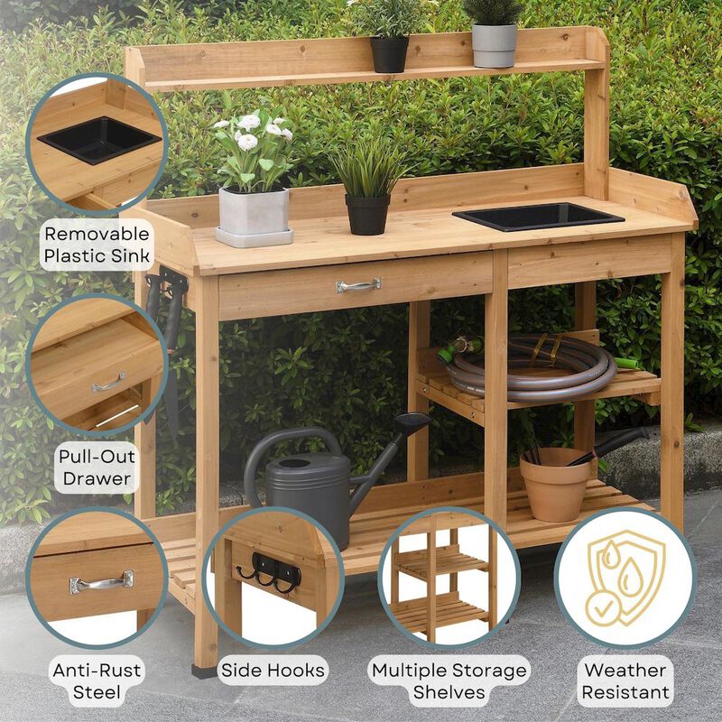 Convience Concept, Inc. Deluxe Potting Bench with Drawer and Shelves