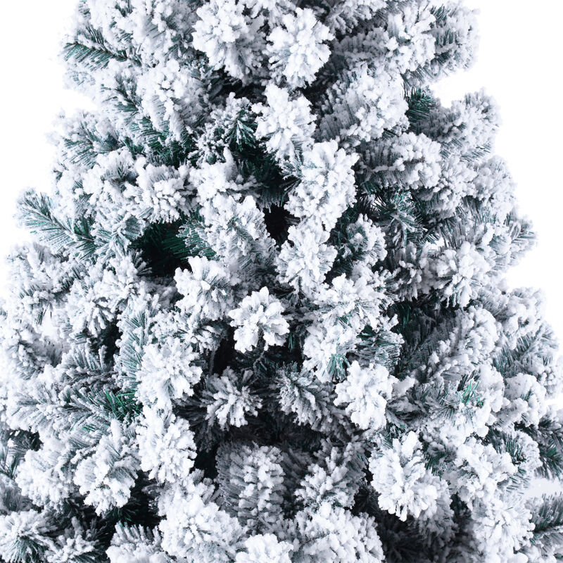 Snow-Flocked Pre-Lit Christmas Tree with 1202 Branch Tips for a Full & Festive Holiday Display