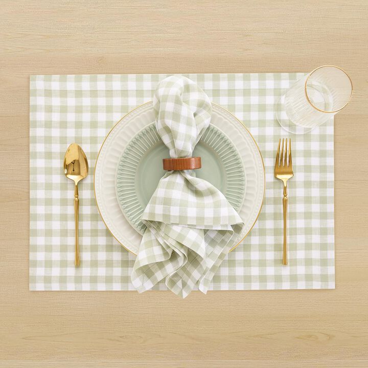 Linen Dinner Napkins - Gingham Check