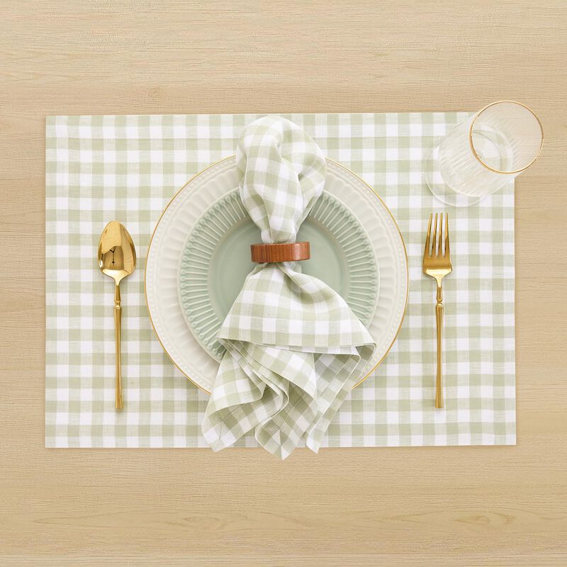 Linen Dinner Napkins - Gingham Check image number 1