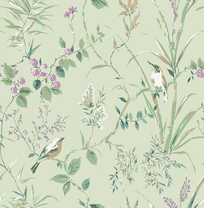 Mariko Sage Botanical Wallpaper